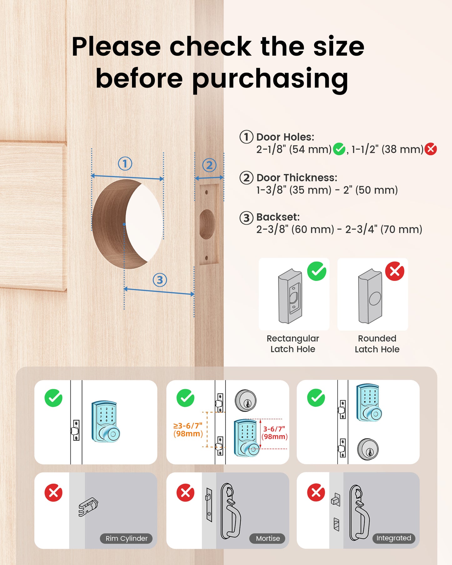 HL669K Black Door Knob with Keypad