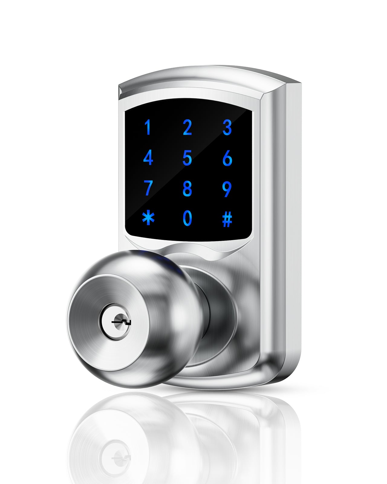 HL668K Keypad Door Knob with Code Matte Black/Satin Nickel/Sliver