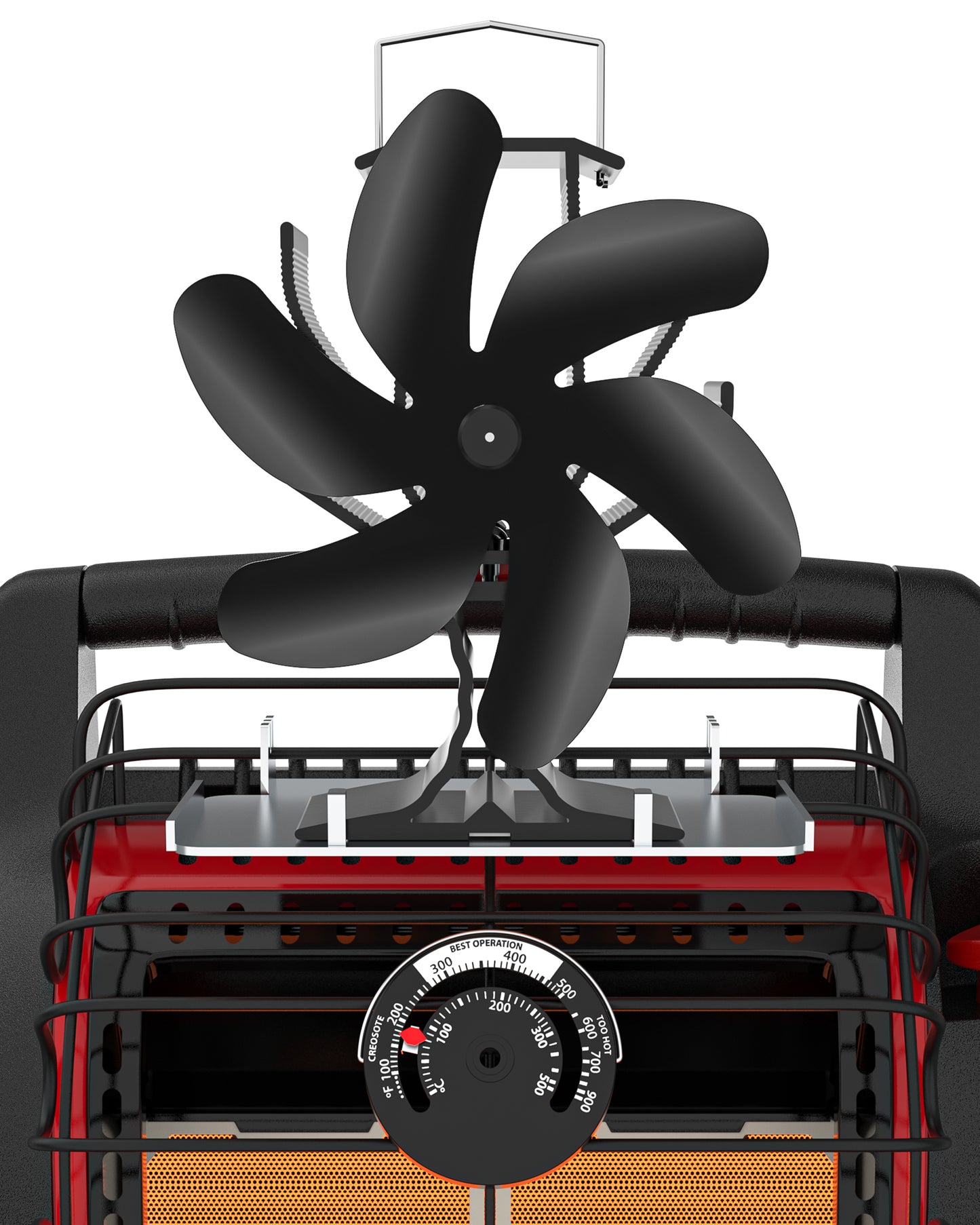 6 Blades Wood Stove Fan with Magnetic Thermometer and Tray