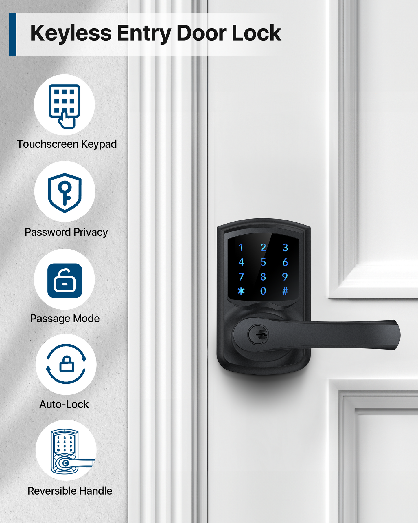 HL668 Touchscreen Keyless Entry Door Lock with Handle