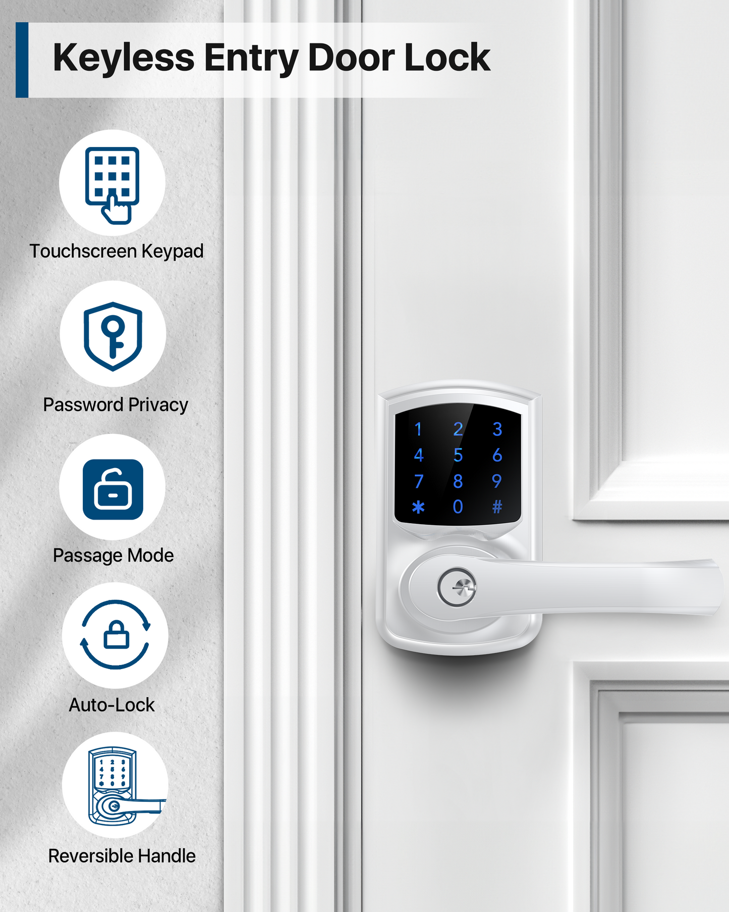 HL668 Touchscreen Keyless Entry Door Lock with Handle