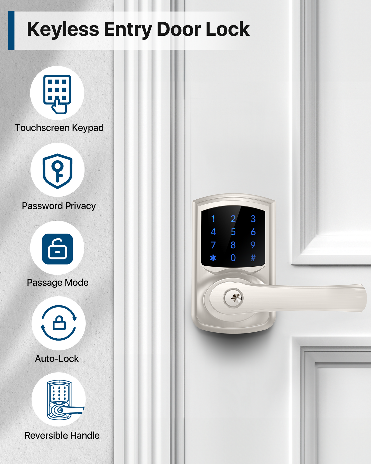 HL668 Touchscreen Keyless Entry Door Lock with Handle