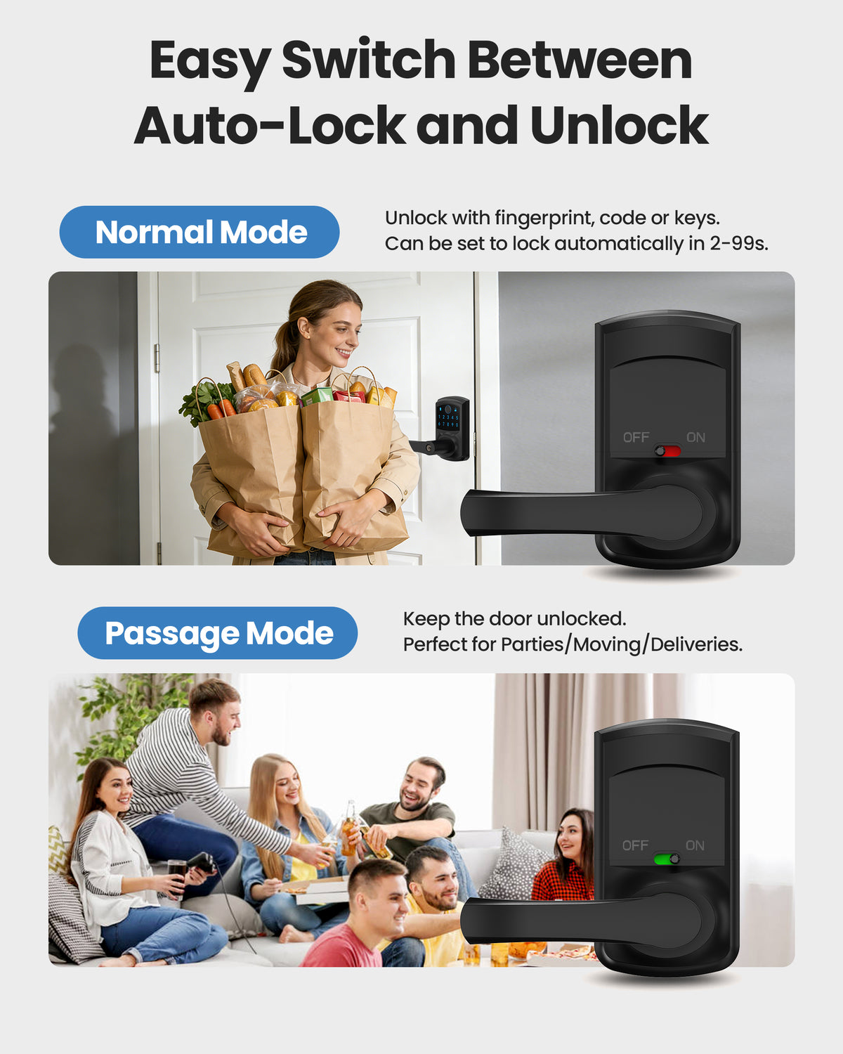 669FL Fingerprint Door Lock with Handle Biometrics Deadbolts