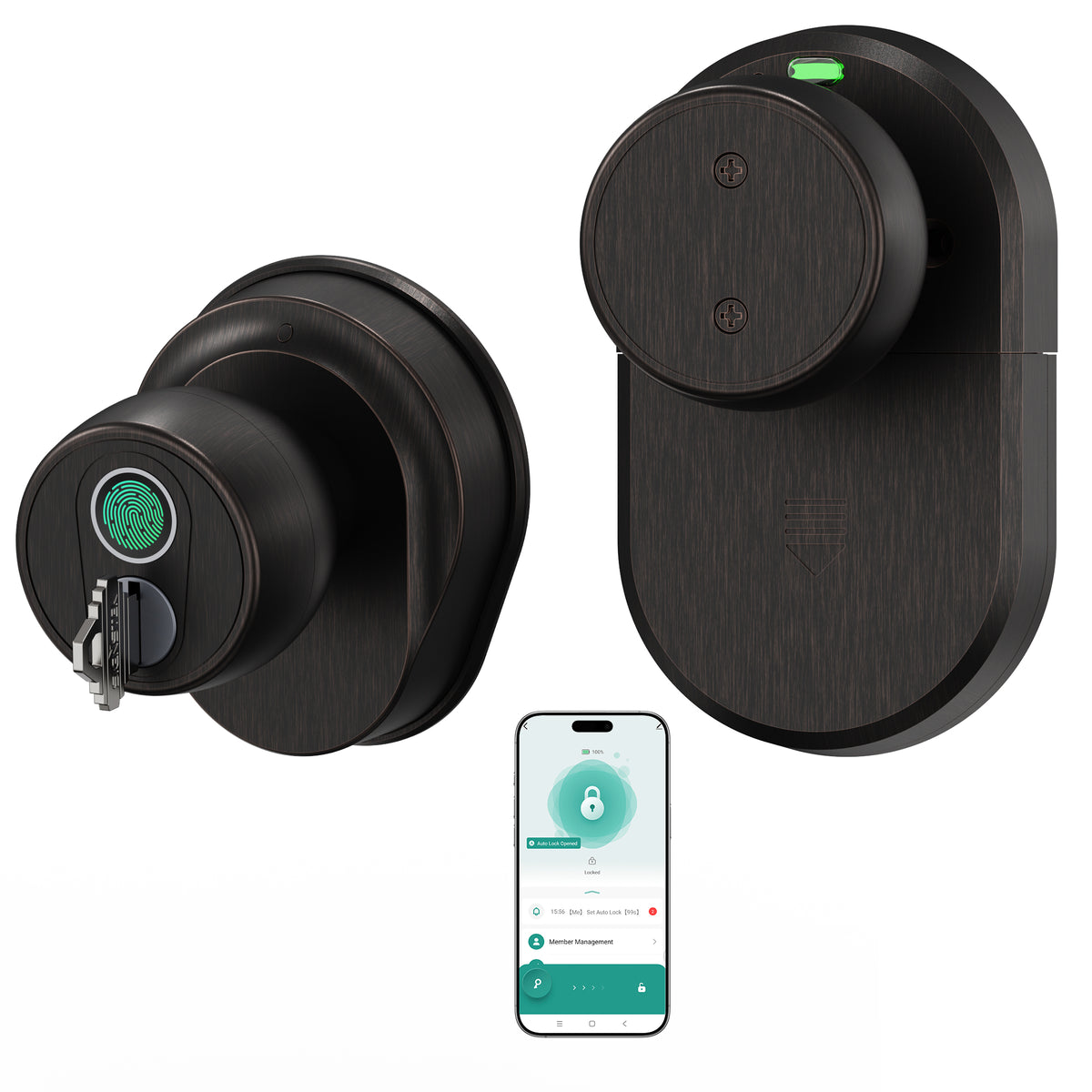 310FK Fingerprint & Bluetooth Smart Door Knob for Keyless Entry