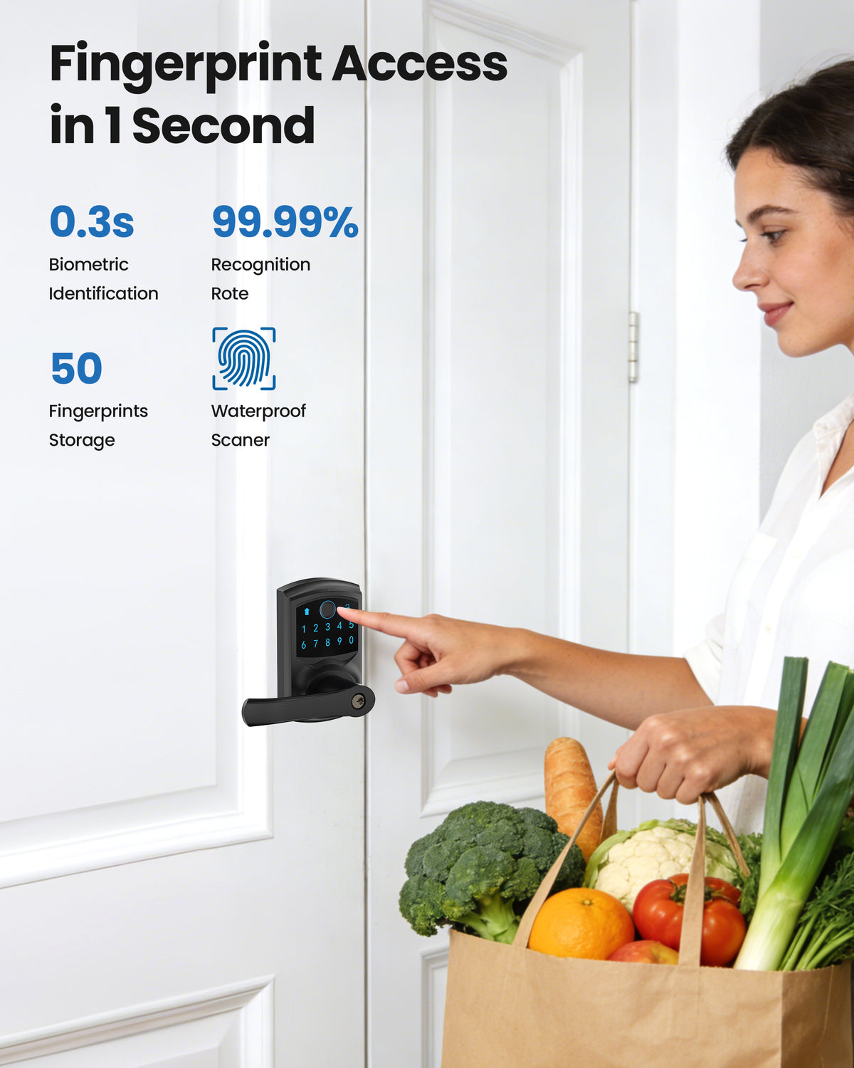 669FL Fingerprint Door Lock with Handle Biometrics Deadbolts