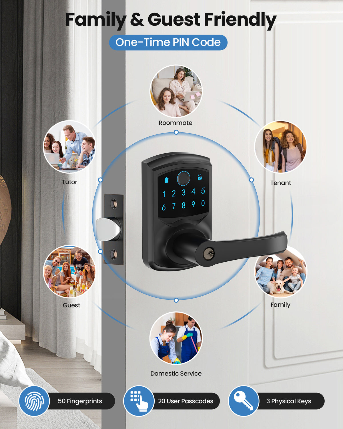 669FL Fingerprint Door Lock with Handle Biometrics Deadbolts