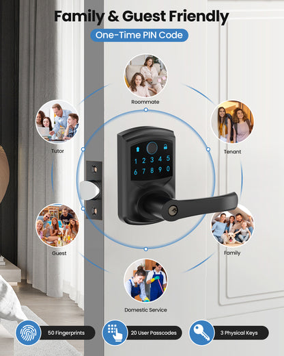 669FL Fingerprint Door Lock with Handle Biometrics Deadbolts