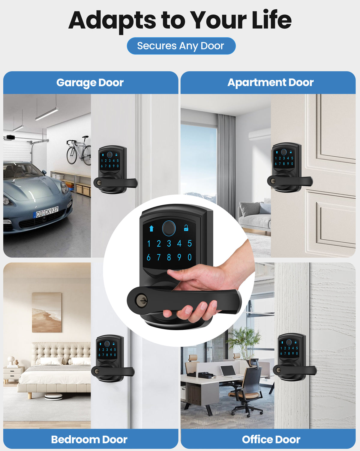 669FL Fingerprint Door Lock with Handle Biometrics Deadbolts