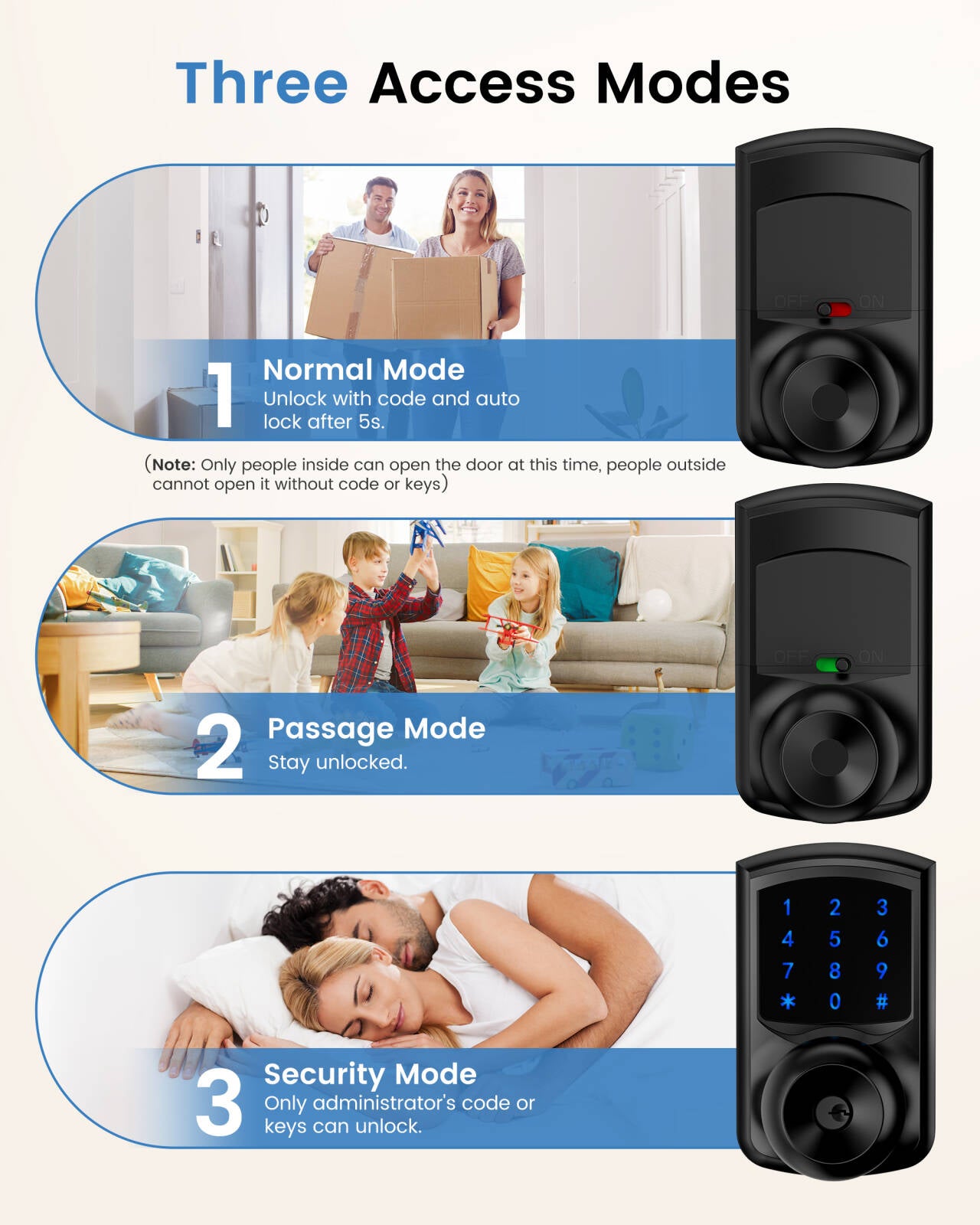 HIDALIFE Touchscreen Keypad Door Knob, Keyless Entry Smart