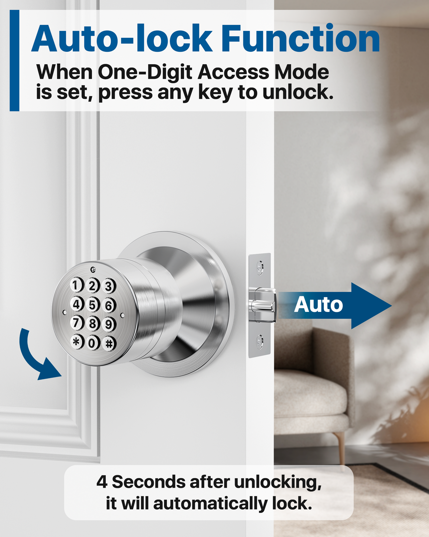 HL99 Keyless Digital Door Lock with Keypad for Bedroom/Front Door/Garage/Home/Apartment