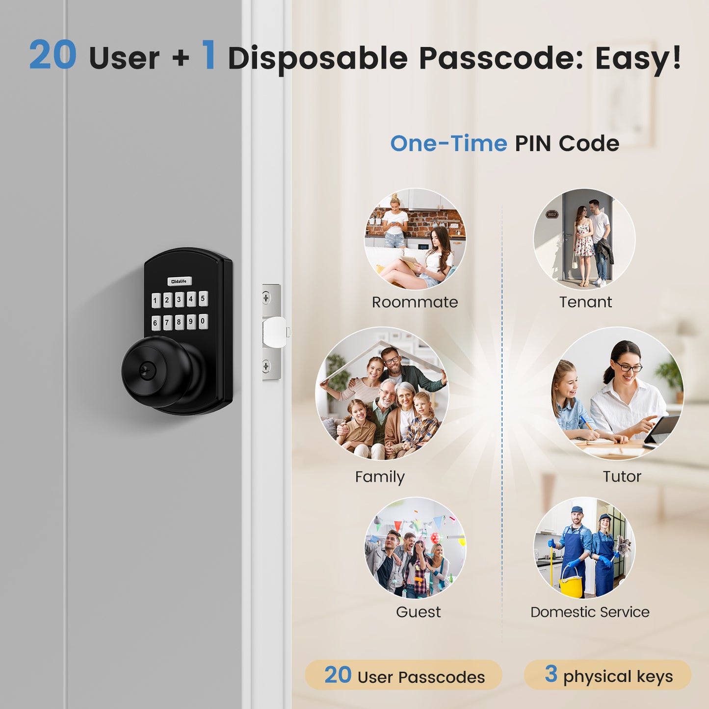 HL-300K Smart Door Knob with Keypad