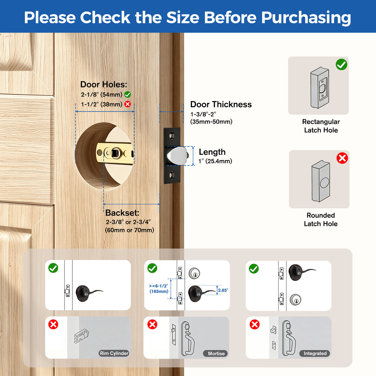 310FL Fingerprint Digital Door Lock with Handle, Bluetooth Keyless Entry