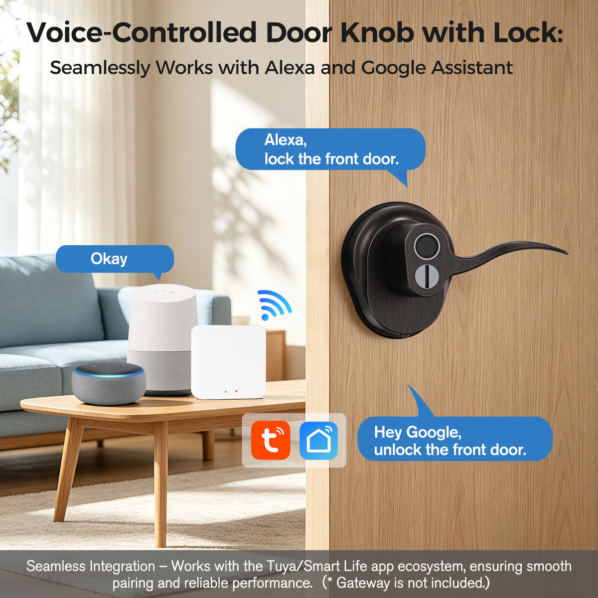 310FL Fingerprint Digital Door Lock with Handle, Bluetooth Keyless Entry