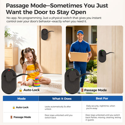 310FL Fingerprint Digital Door Lock with Handle, Bluetooth Keyless Entry