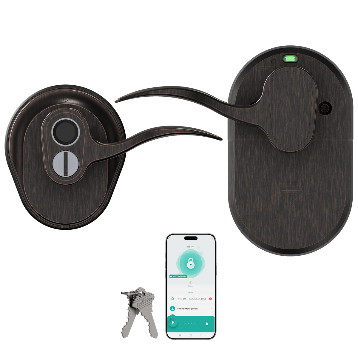 310FL Fingerprint Digital Door Lock with Handle, Bluetooth Keyless Entry