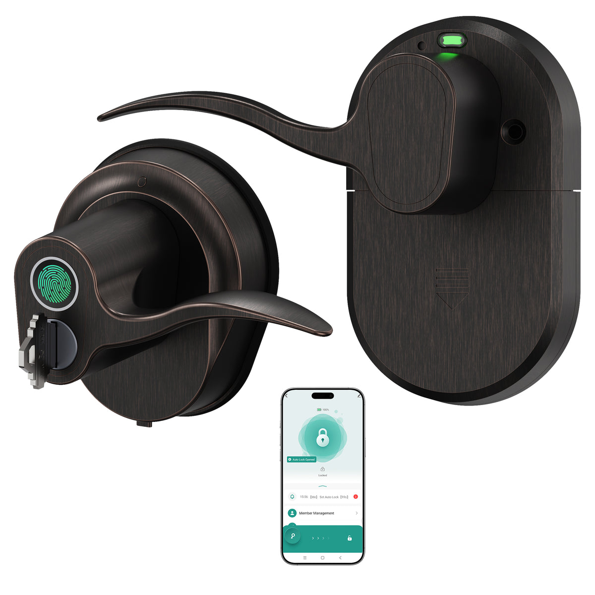 310FL Fingerprint Digital Door Lock with Handle, Bluetooth Keyless Entry