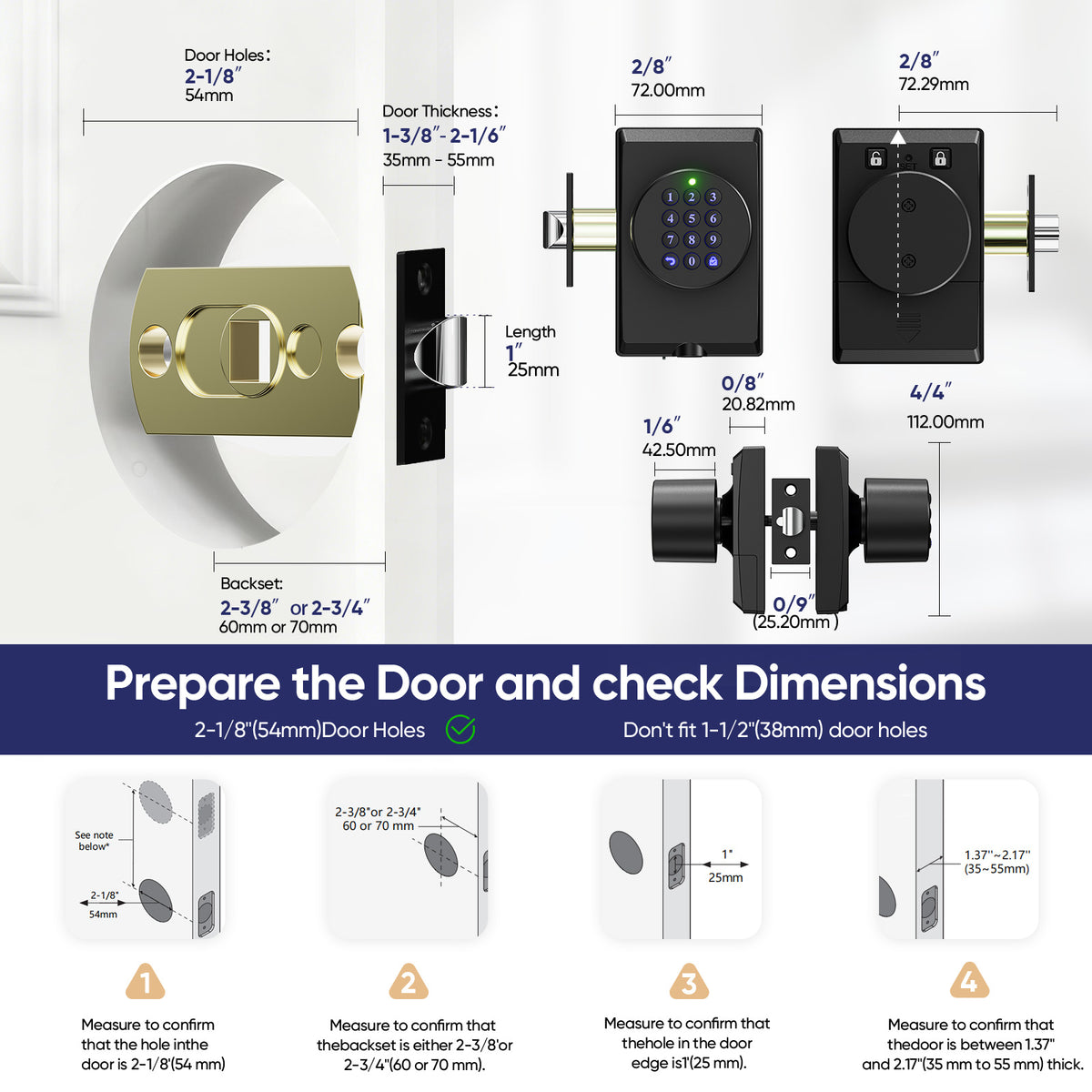 Smart Keypad Door Lock – Keyless Entry Electronic Door Lock with Knob