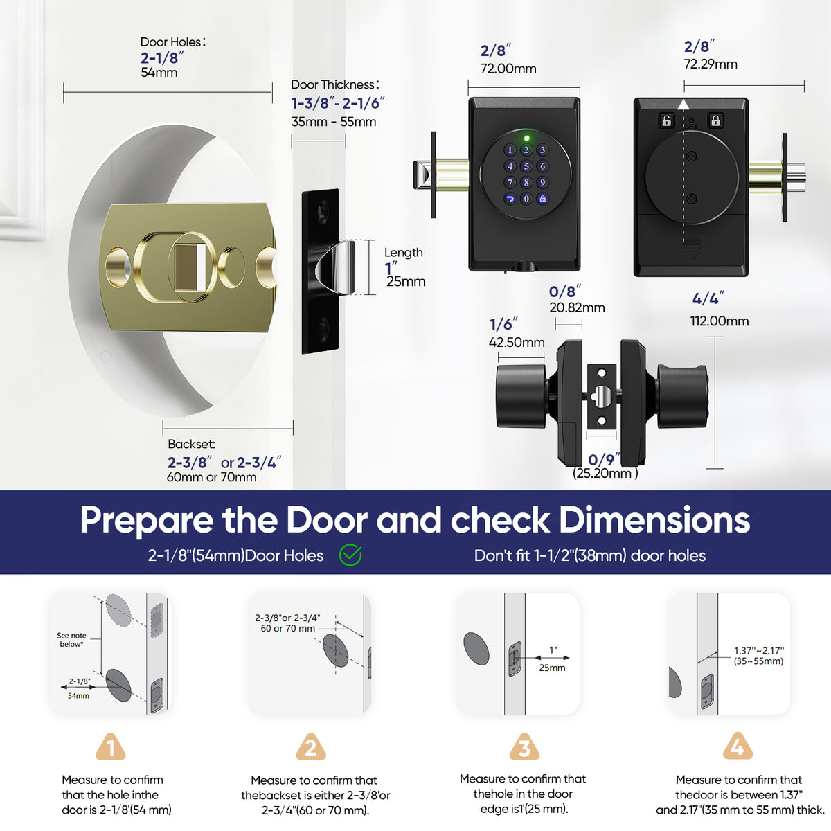 Smart Fingerprint Door Lock – Keyless Entry with Keypad Knob