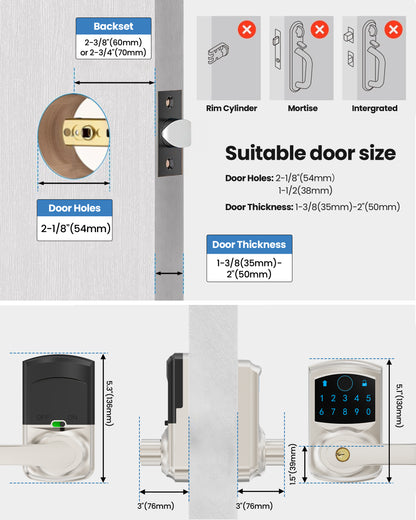 669FL Fingerprint Door Lock with Handle Biometrics Deadbolts