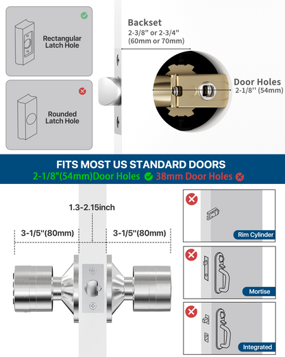 HL99 Keyless Digital Door Lock with Keypad for Bedroom/Front Door/Garage/Home/Apartment