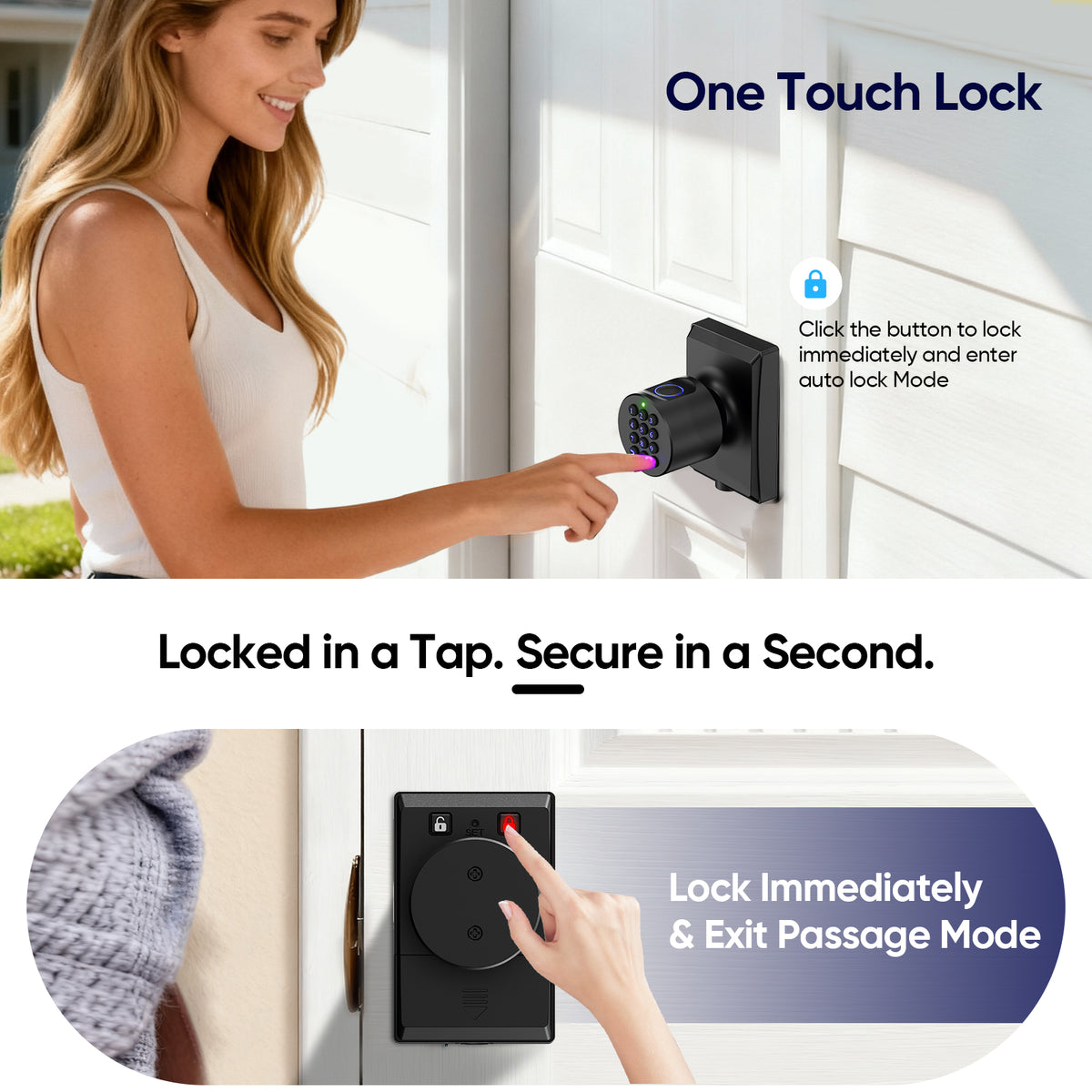 Smart Fingerprint Door Lock – Keyless Entry with Keypad Knob