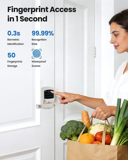 669FL Fingerprint Door Lock with Handle Biometrics Deadbolts