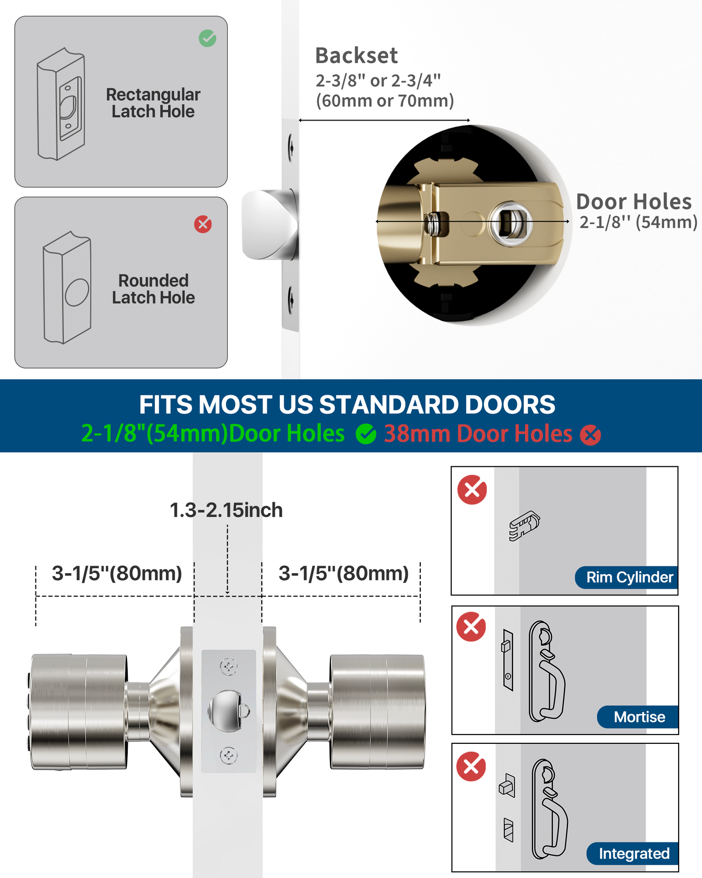 HL99 Keyless Digital Door Lock with Keypad for Bedroom/Front Door/Garage/Home/Apartment