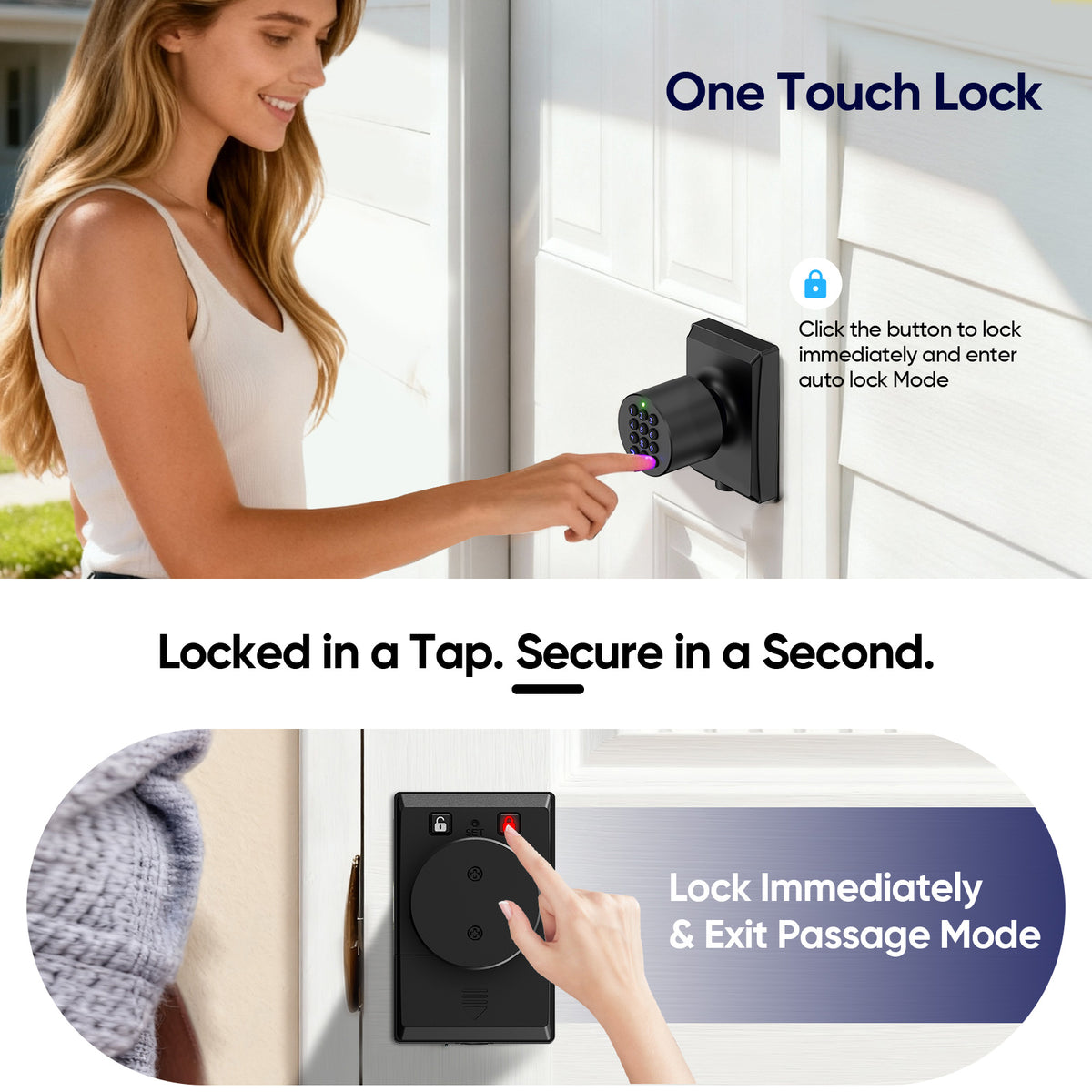 Smart Keypad Door Lock – Keyless Entry Electronic Door Lock with Knob