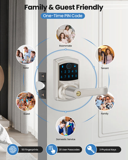 669FL Fingerprint Door Lock with Handle Biometrics Deadbolts