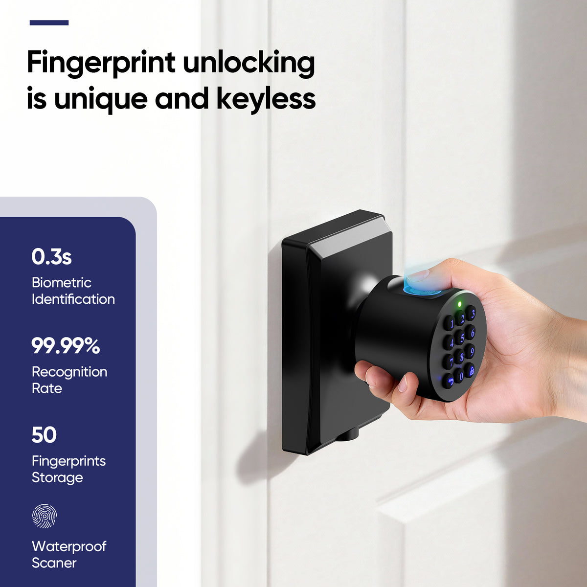 Smart Fingerprint Door Lock – Keyless Entry with Keypad Knob