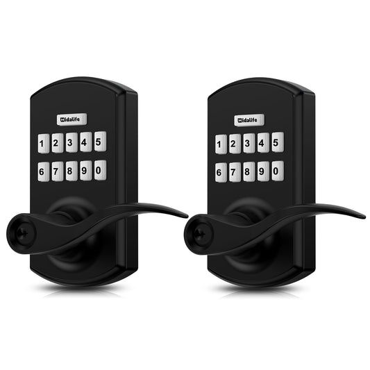 Hidalife Keypad Door Lock with Handle, Keyless Entry for Front Door, Manual Passage Mode, Matte Black