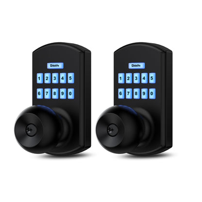 Hidalife Keypad Door Lock with Knob, Fingerprint Keyless Entry Door Lock for Front Door, Easy Passage Mode, Biometric Door Lock with Code, Matte Black