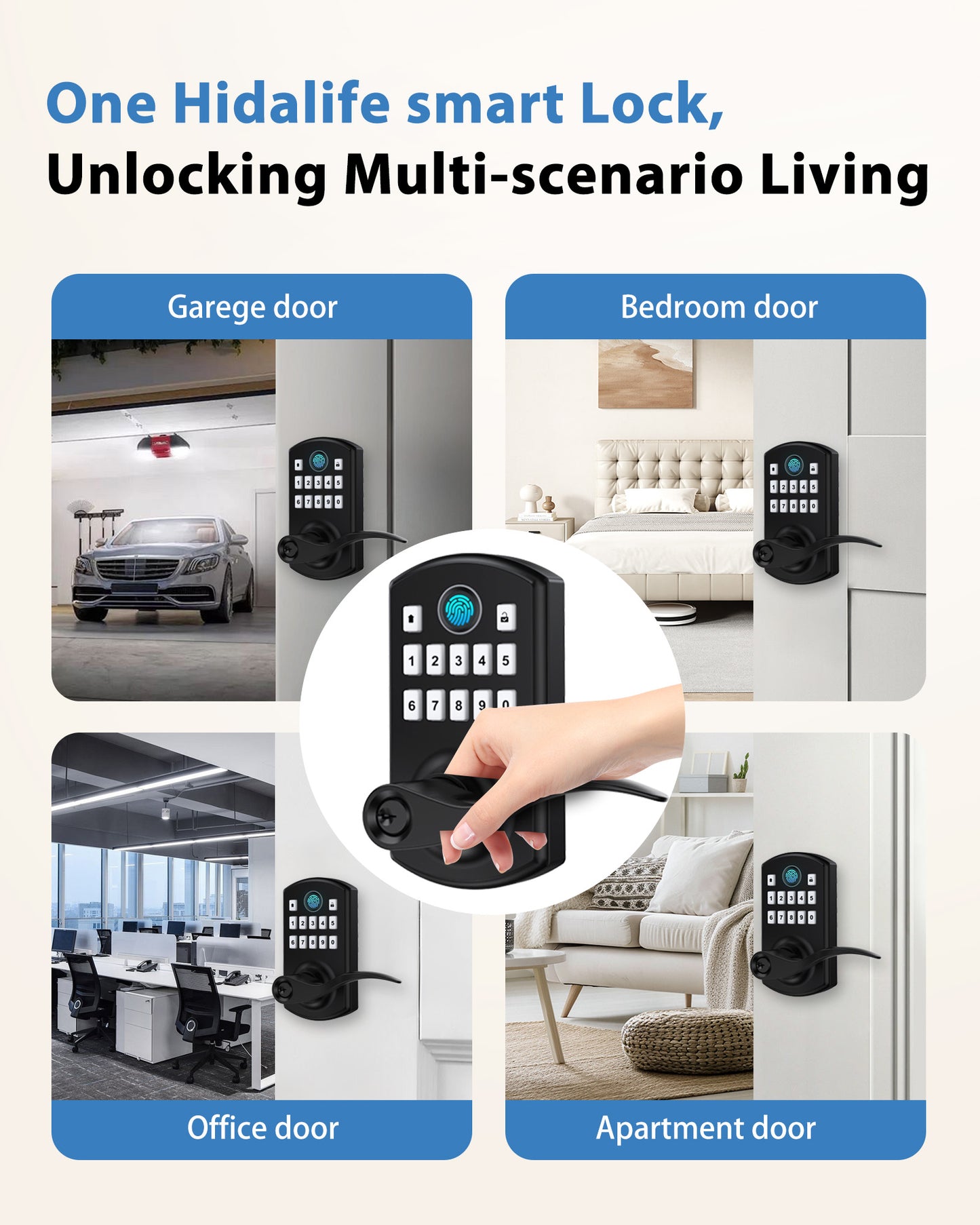 Hidalife 300FL Fingerprint Door Lock with Handle