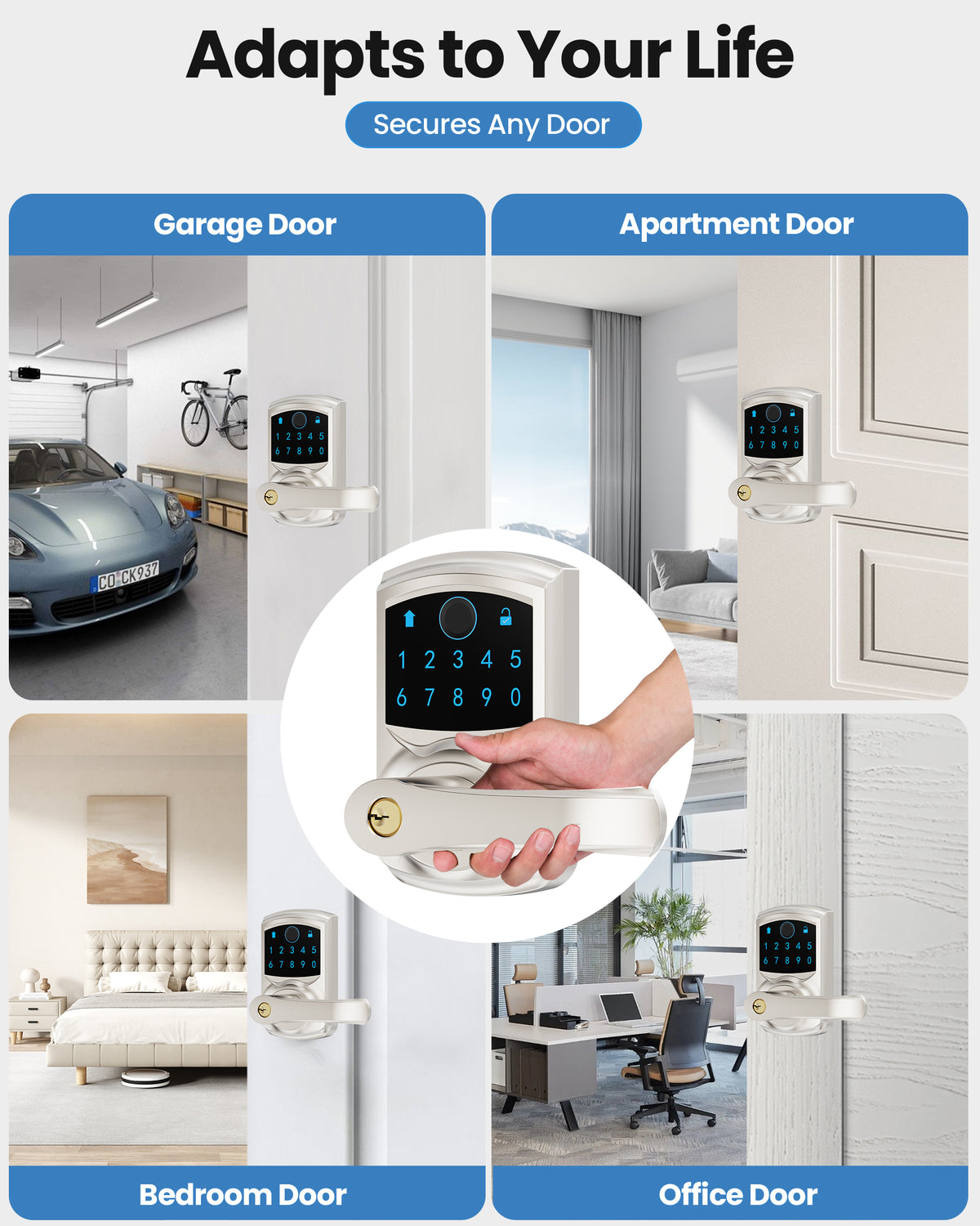 669FL Fingerprint Door Lock with Handle Biometrics Deadbolts
