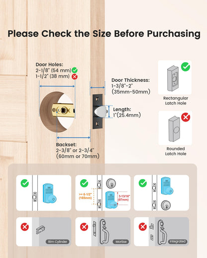 Hidalife Keypad Door Lock with Knob, Fingerprint Keyless Entry Door Lock for Front Door, Easy Passage Mode, Biometric Door Lock with Code, Matte Black