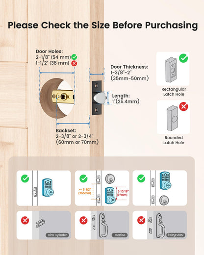 Hidalife Keypad Door Lock with Knob, Fingerprint Keyless Entry Door Lock for Front Door, Easy Passage Mode, Biometric Door Lock with Code, Matte Black