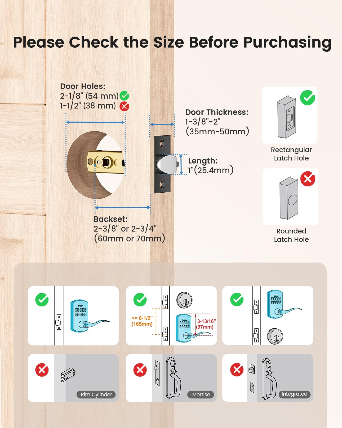 Hidalife Keypad Door Lock with Handle, Keyless Entry for Front Door, Manual Passage Mode, Matte Black
